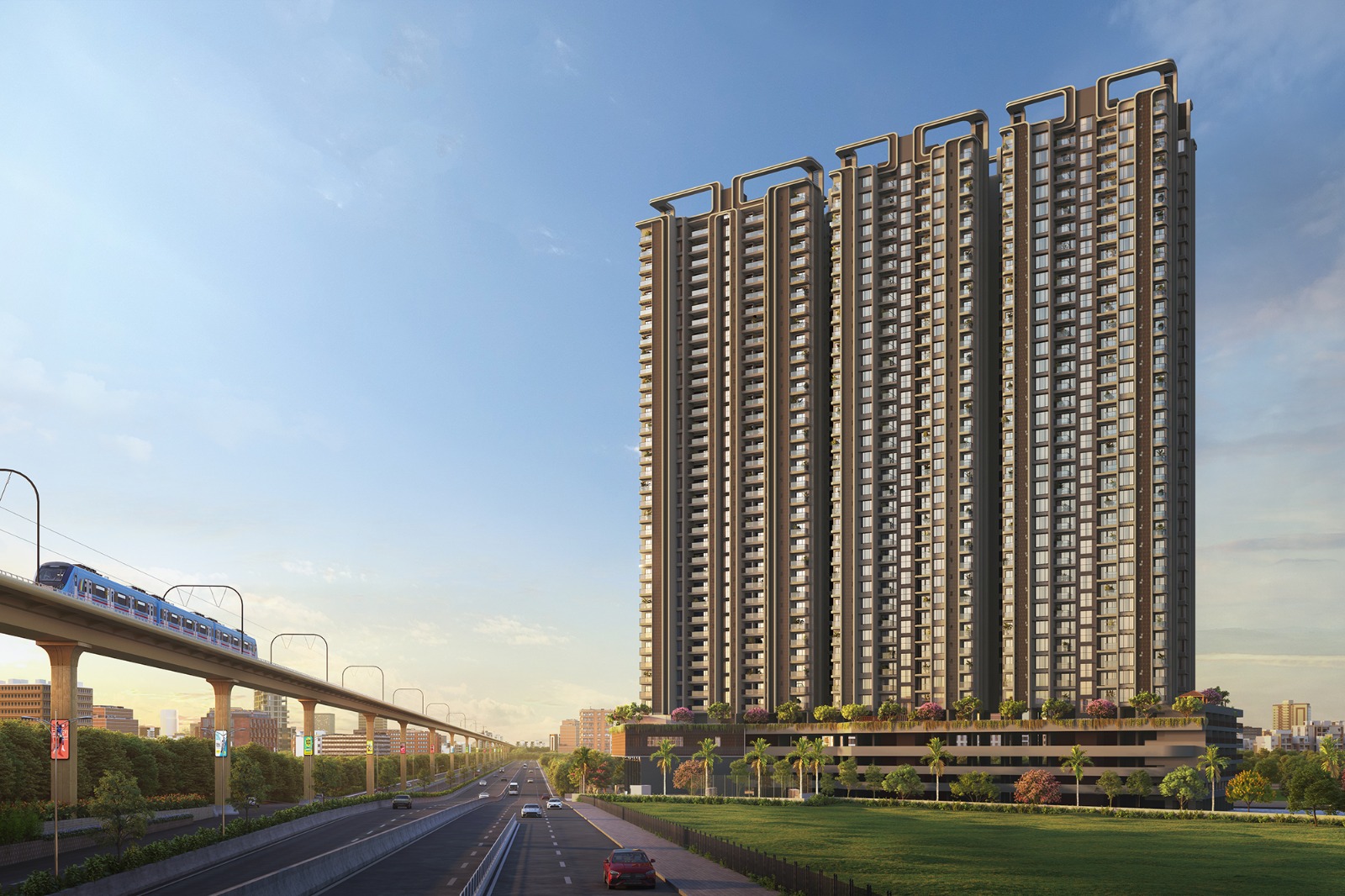 Living room interior, 4 BHK flat in Akurdi